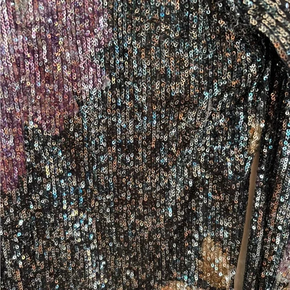 Free People Intimately Black Floral Sequin Long Sleeve in Amethyst Combo NWT - Picture 6 of 6